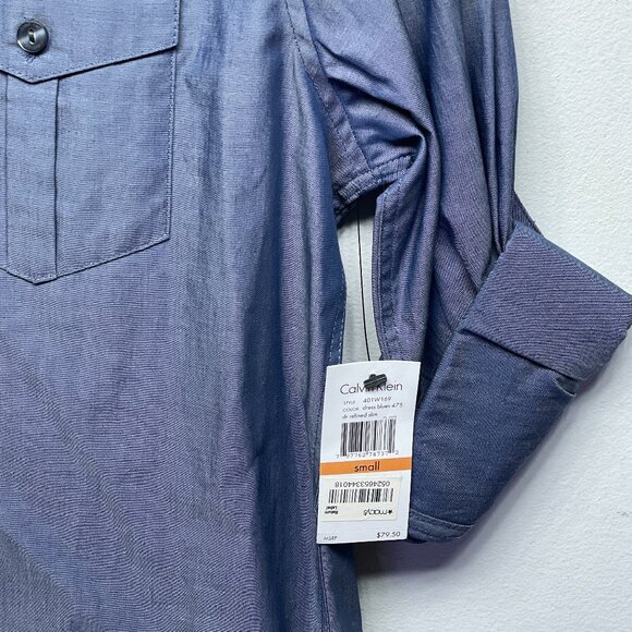 Men's Calvin Klein Slim Fit Dress Blues Shirt - NWT - Size Small - Picture 5 of 7